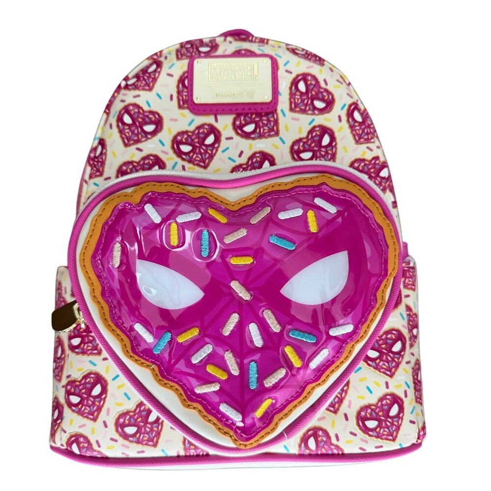 Loungefly Marvel Spider-Man Sprinkle Donut Mask Mini Backpack NWT